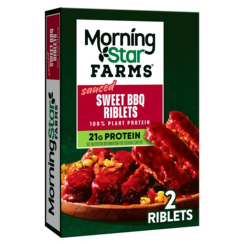 Morning Star Farms Sauced Sweet BBQ Vegan Riblets, 2 count, 10 oz