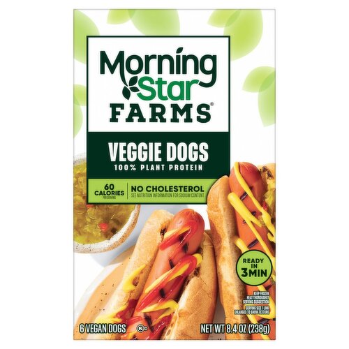 MorningStar Farms Veggie Vegan Dogs, 6 count, 8.4 oz