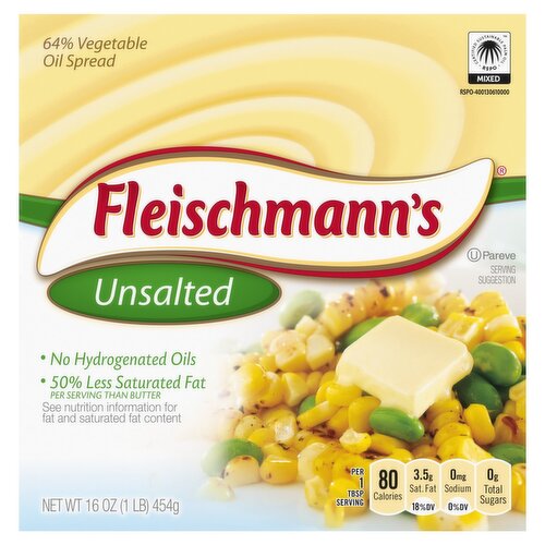 Fleischmann's Unsalted 64% Vegetable Oil Spread, 16 oz