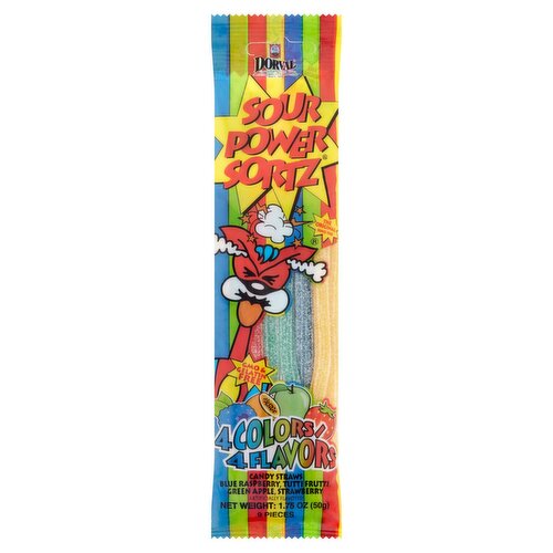 Dorval Sour Power Sortz Candy Straws, 9 count, 1.75 oz