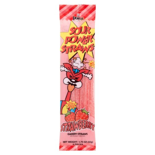 Dorval Sour Power Strawberry Candy Straws, 9 count, 1.75 oz