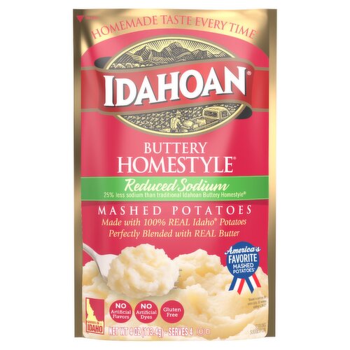 Idahoan Buttery Homestyle Reduced Sodium Mashed Potatoes, 4 oz