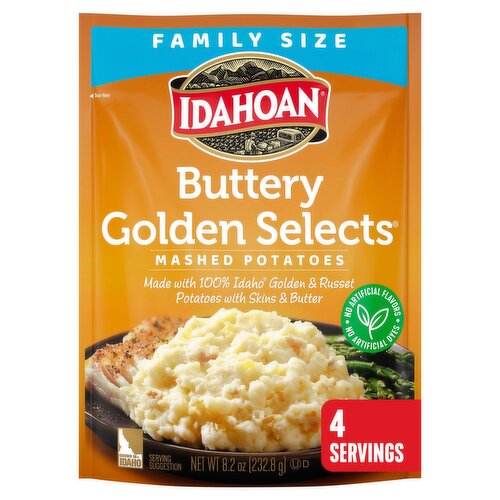 Idahoan Buttery Golden Selects Mashed Potatoes Family Size, 8.2 oz