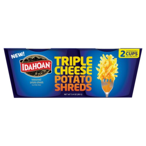 Idahoan Triple Cheese Seasoned Potato Shreds, 2 count, 3.4 oz