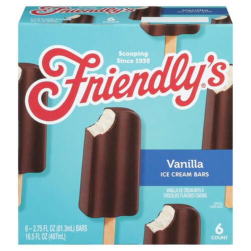 Friendly's Vanilla Ice Cream Bars, 2.75 fl oz, 6 count