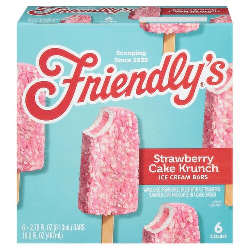 Friendly's Strawberry Cake Krunch Ice Cream Bars, 2.75 fl oz, 6 count