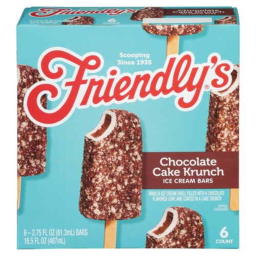 Friendly's Chocolate Cake Krunch Ice Cream Bar, 2.75 fl oz, 6 count