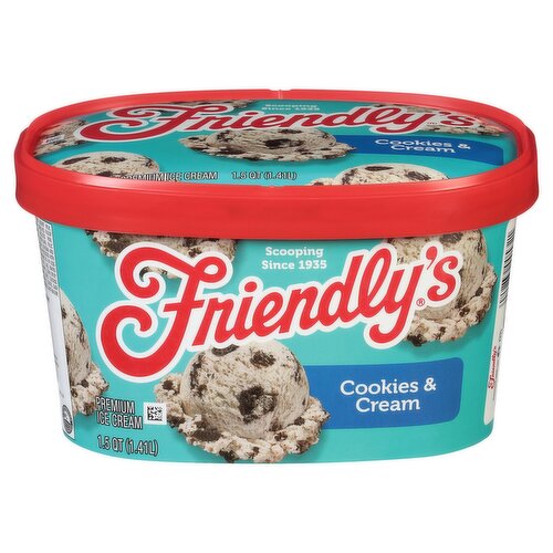 Friendly's Cookies & Cream Premium Ice Cream, 1.5 qt