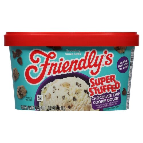 Friendly's Super Stuffed Chocolate Chip Cookie Dough Frozen Dairy Dessert, 1.5 qt