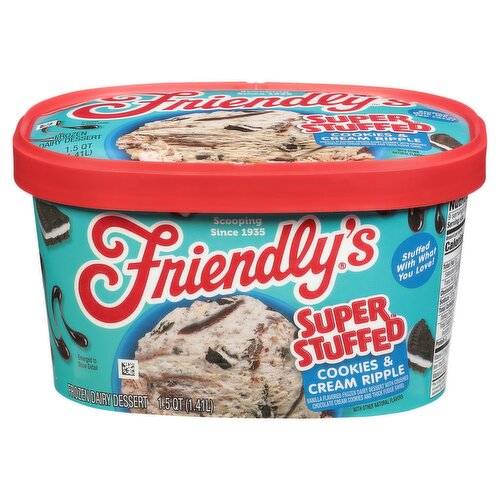 Friendly's Super Stuffed Cookies & Cream Ripple Frozen Dairy Dessert, 1.5 qt