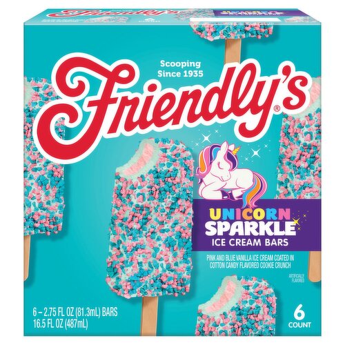 Friendly's Unicorn Sparkle Ice Cream Bars, 2.75 fl oz, 6 count