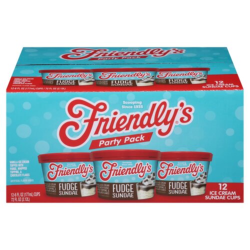 Friendly's Fudge Ice Cream Sundae Cups Party Pack, 6 fl oz, 12 count