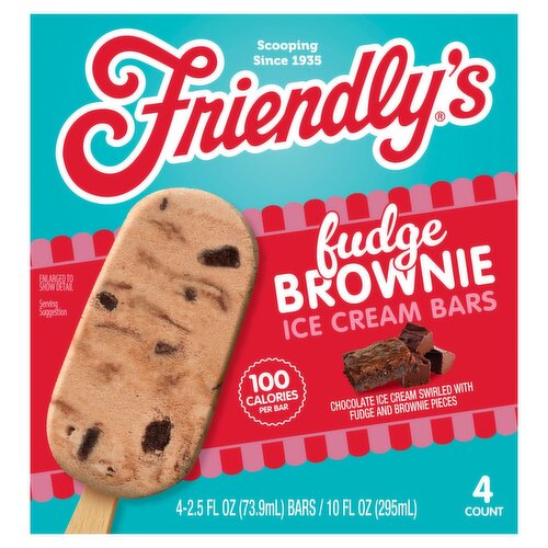 Friendly's Fudge Brownie Ice Cream Bars, 2.5 fl oz, 4 count