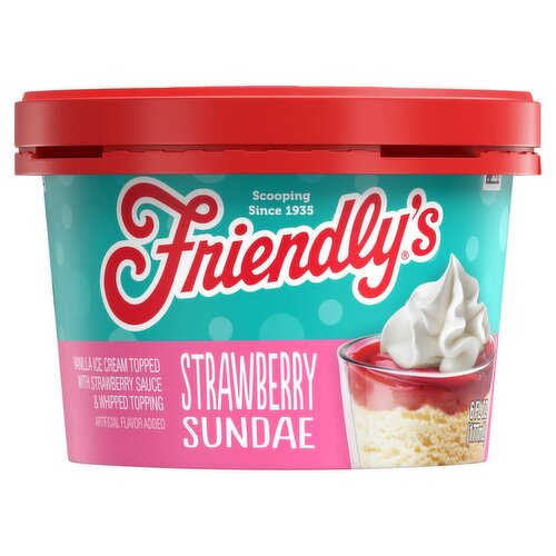 Friendly's Strawberry Sundae with Vanilla Ice Cream, Strawberry Sauce & Whipped Topping, 6 fl oz
