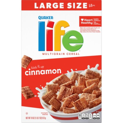 Quaker Life Cinnamon Multigrain Cereal Large Size, 18 oz