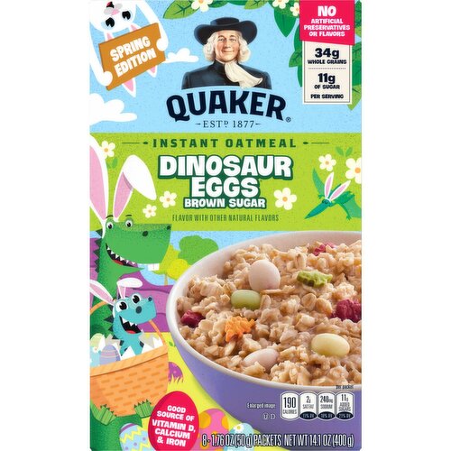 Quaker Instant Oatmeal Dinosaur Eggs Brown Sugar 1.76 Oz, 8 Count