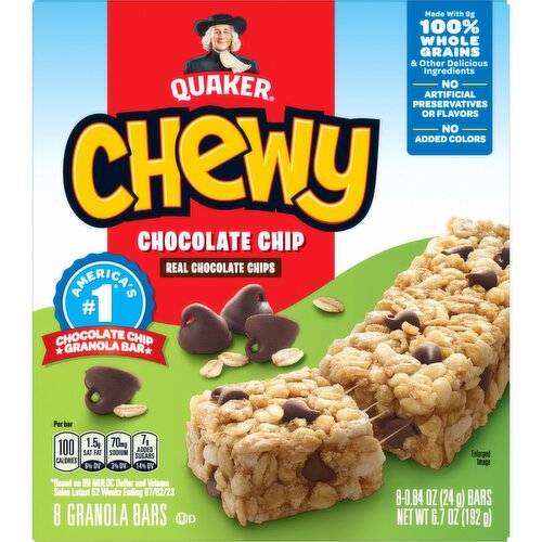 Quaker Chewy Granola Bar Chocolate Chip 0.84 Oz, 8 Ct