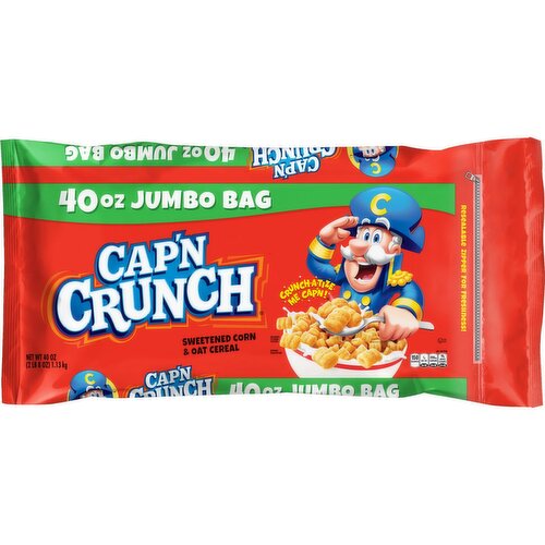 Cap'n Crunch Sweetened Corn & Oat Cereal 40 Oz Jumbo Bag