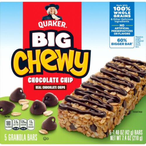 Quaker Big Chewy Granola Bars Chocolate Chip 1.48 Oz 5 Count