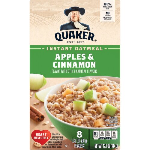 Quaker Instant Oatmeal Apples & Cinnamon 1.51 Oz, 8 Count