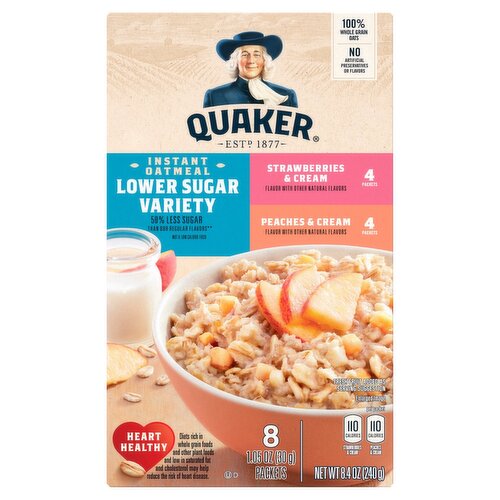Quaker Instant Oatmeal Low Sugar Fruit and Cream Variety 8.4 Oz