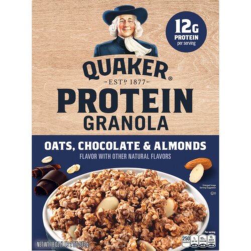 Quaker Protein Granola Oats Chocolate & Almonds 18 Oz