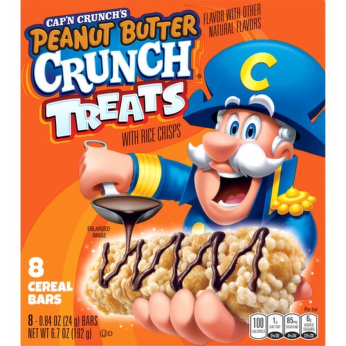 Cap'n Crunch's Treats With Rice Crisps Cereal Bars Peanut Butter Crunch 0.8 Oz 8 Count