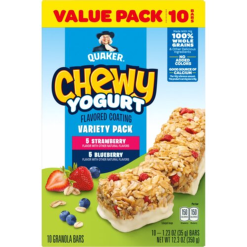 Quaker Chewy Yogurt Granola Bars Strawberry and Blueberry Variety Pack 12.3 Oz 10 Count