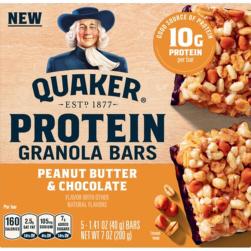 Quaker Protein Granola Bars Peanut Butter & Chocolate 1.41 Oz 5 Count