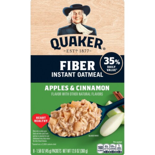 Quaker Instant Oatmeal Fiber Apples & Cinnamon 1.58 Oz 8 Count