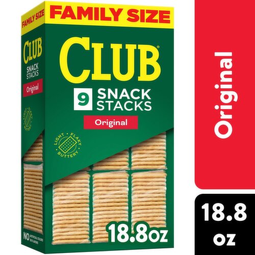 Club Snack Stacks Original Crackers Family Size, 9 count, 18.8 oz