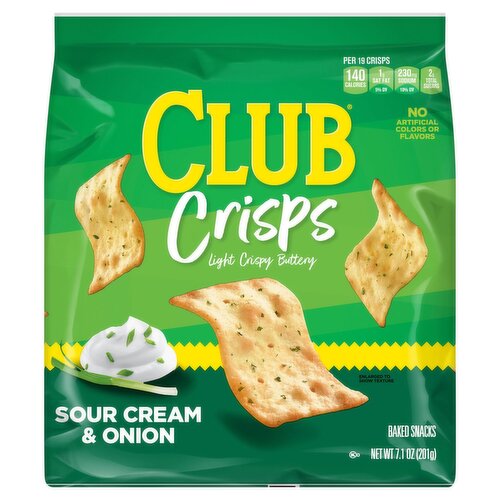 Club Crisps Sour Cream and Onion Baked Snacks, 7.1 oz