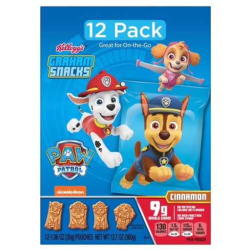 Kellogg's Paw Patrol Cinnamon Graham Snacks, 1.06 oz, 12 count