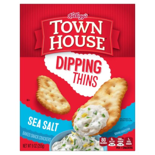 Town House Dipping Thins Sea Salt Baked Snack Crackers, 9 oz