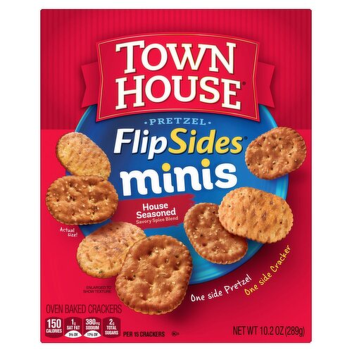 Town House Pretzel Flip Sides Minis House Seasoned Oven Baked Crackers, 10.2 oz