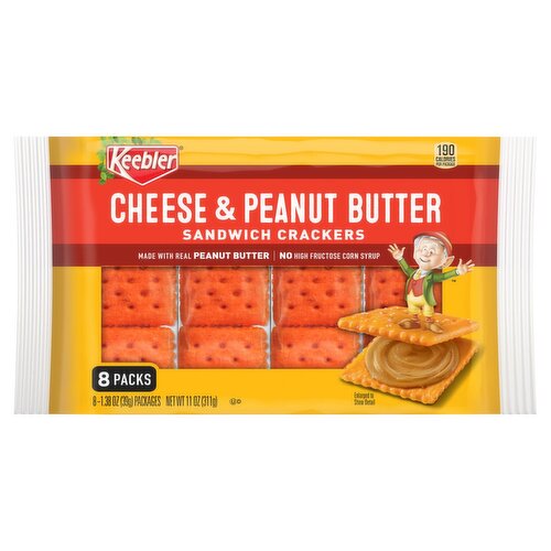 Keebler Cheese & Peanut Butter Sandwich Crackers, 1.38 oz, 8 count