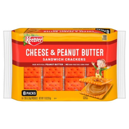 Keebler Cheese & Peanut Butter Sandwich Crackers, 1.38 oz, 8 count