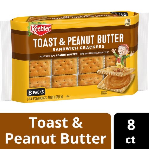 Keebler Toast & Peanut Butter Sandwich Crackers, 1.38 oz, 8 count