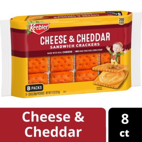 Keebler Cheese & Cheddar Sandwich Crackers, 1.38 oz, 8 count