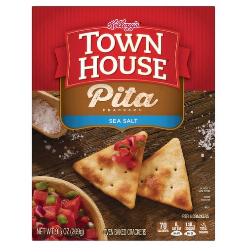 Town House Pita Sea Salt Oven Baked Crackers, 9.5 oz