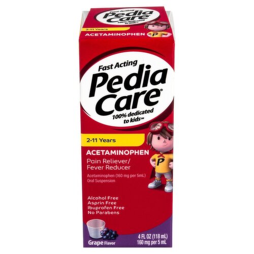 Pedia Care Grape Flavor Pain Reliever/Fever Reducer Oral Suspension, 4 fl oz