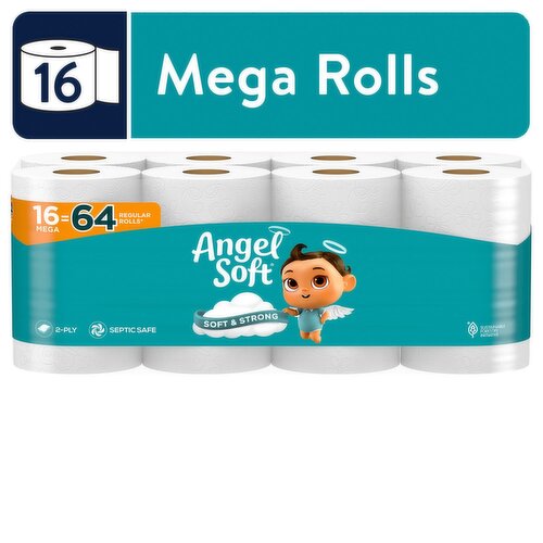 Angel Soft Unscented Bathroom Tissue Rolls, 16 count