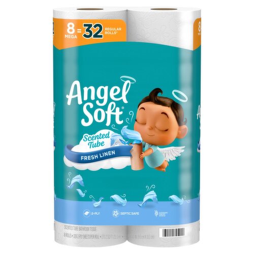 Angel Soft Fresh Linen Scented Tube Bathroom Tissue Rolls, 8 count