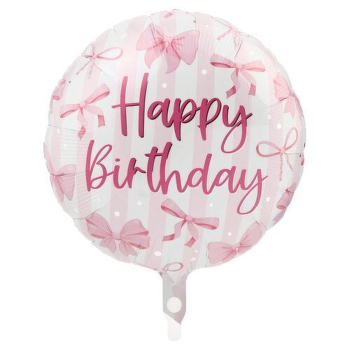 Pink Bows Happy Birthday Foil Balloon, 18 in, 1 count