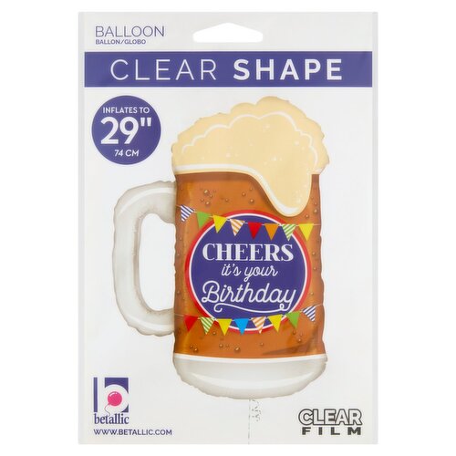 Betallic Clear Shape Cheers It's Your Birthday Balloon