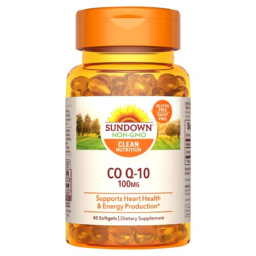 Sundown Clean Nutrition CO Q-10 Dietary Supplement, 100 mg, 40 count