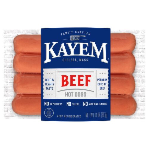 Kayem Beef Hot Dogs, 8 count, 14 oz