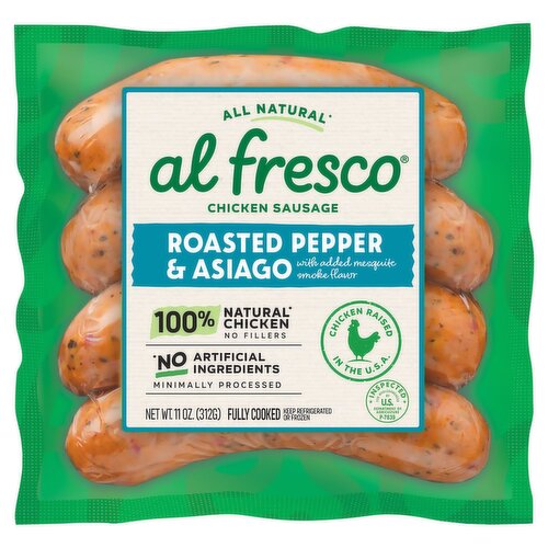 Alfresco Roasted Pepper & Asiago with Mesquite Smoke Chicken Sausage, 4 count, 11 oz