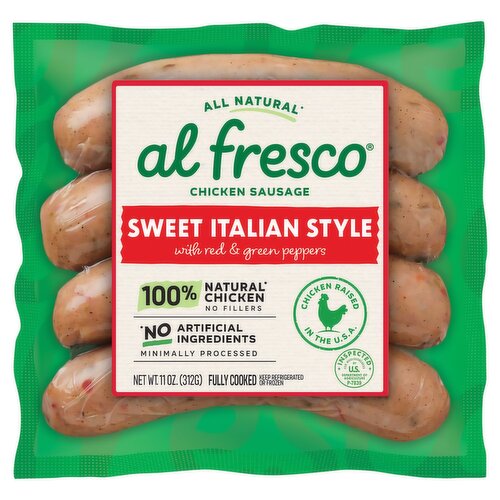 Alfresco Sweet Italian Style with Red and Green Peppers Chicken Sausage, 11 oz