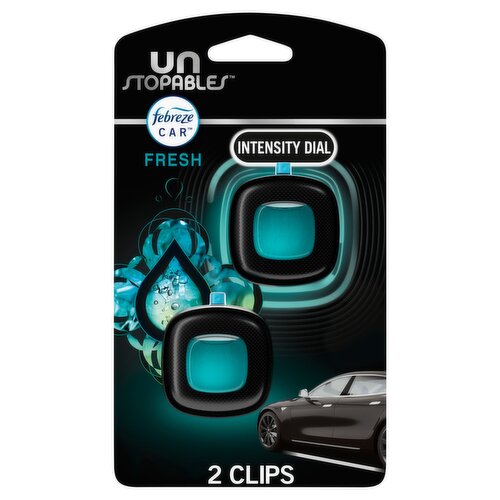 Febreze Car Unstopables Fresh Intensity Dial Air Freshener Vent Clips, 0.07 fl oz, 2 count